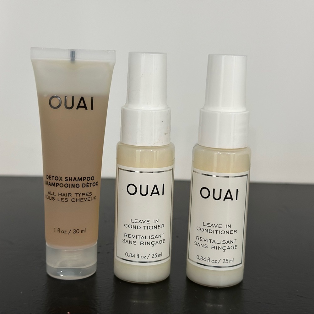 OUAI SHAMPOO SET 1 fl oz / 30 mlq AND 2 LEAVE-IN CONDITIONER 0.84 fl oz / 25 ml